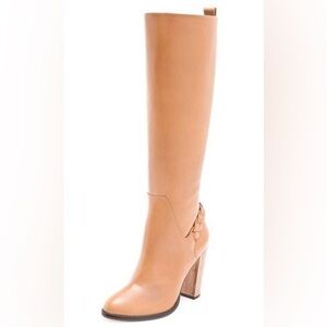 Elizabeth and James Tan Heeled Boots with Side Zipper